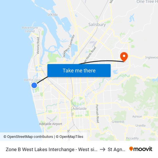 Zone B West Lakes Interchange - West side to St Agnes map