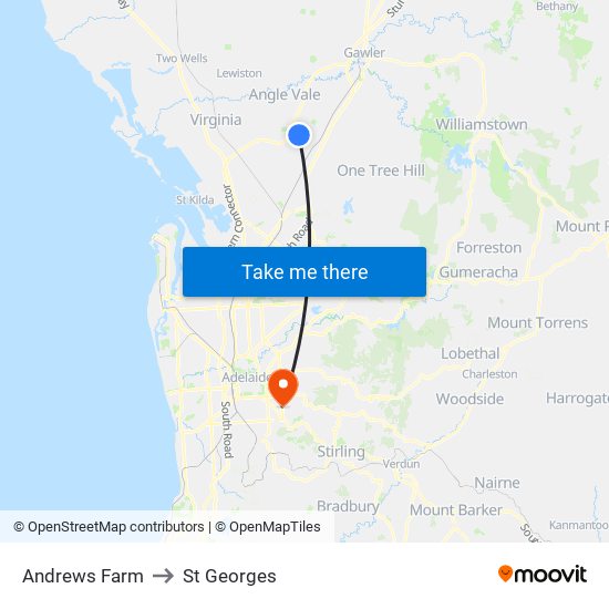 Andrews Farm to St Georges map