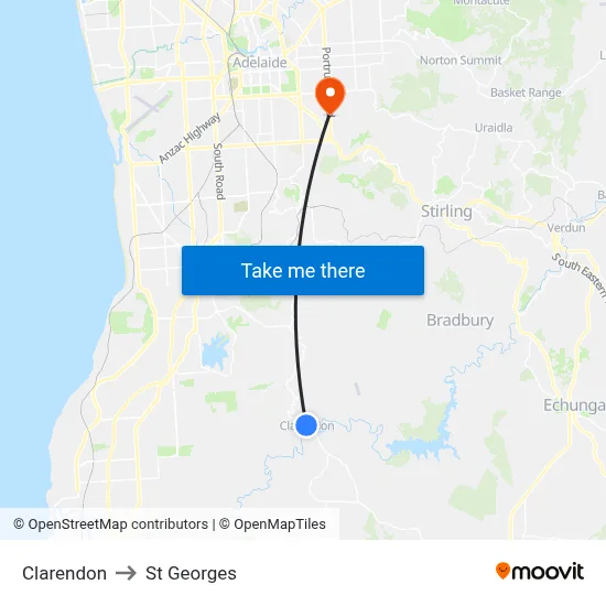 Clarendon to St Georges map
