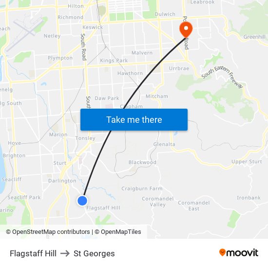 Flagstaff Hill to St Georges map