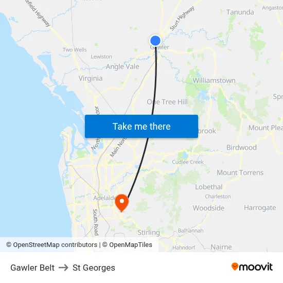 Gawler Belt to St Georges map