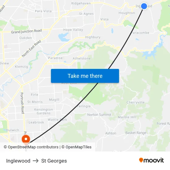 Inglewood to St Georges map