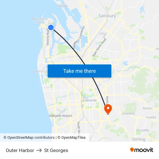 Outer Harbor to St Georges map
