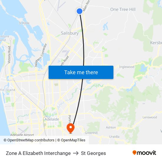 Zone A Elizabeth Interchange to St Georges map