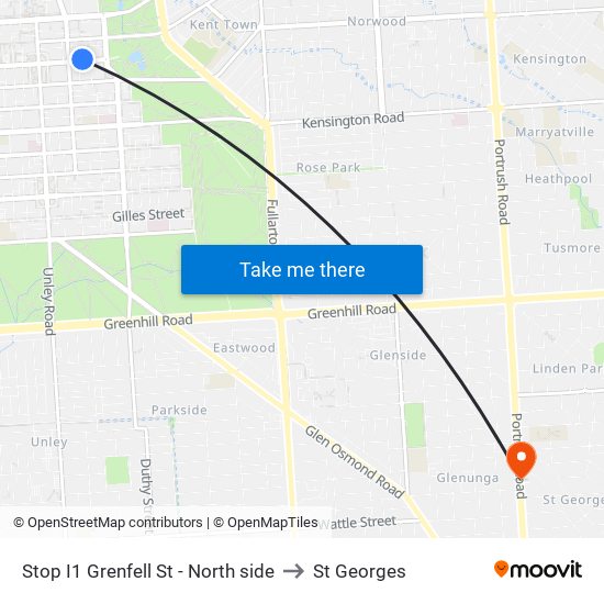 Stop I1 Grenfell St - North side to St Georges map