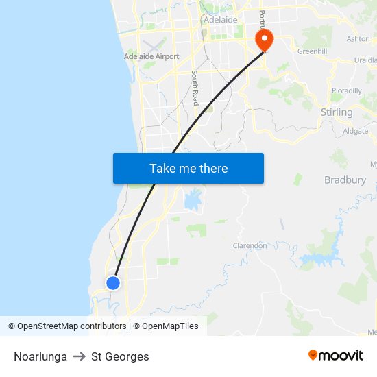 Noarlunga to St Georges map