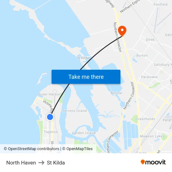 North Haven to St Kilda map