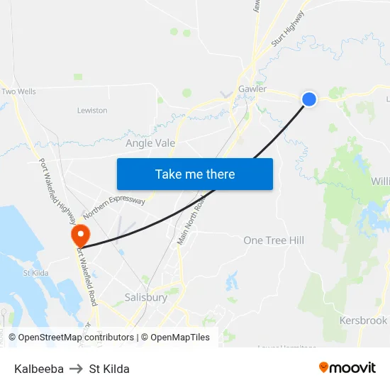 Kalbeeba to St Kilda map