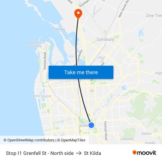 Stop I1 Grenfell St - North side to St Kilda map