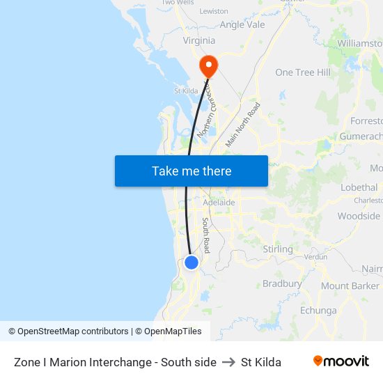 Zone I Marion Interchange - South side to St Kilda map