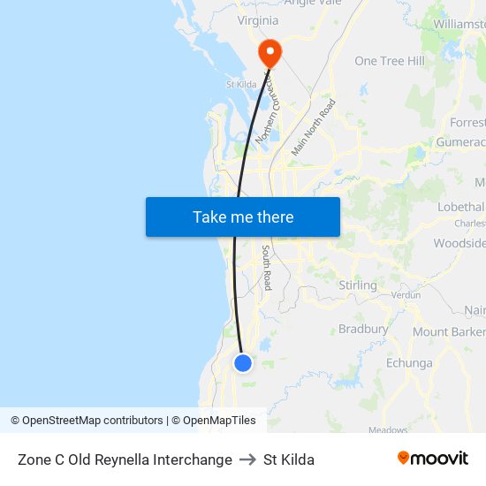 Zone C Old Reynella Interchange to St Kilda map