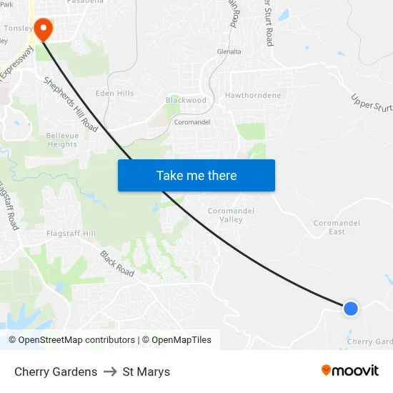 Cherry Gardens to St Marys map