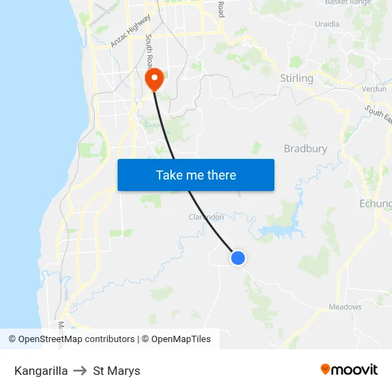 Kangarilla to St Marys map