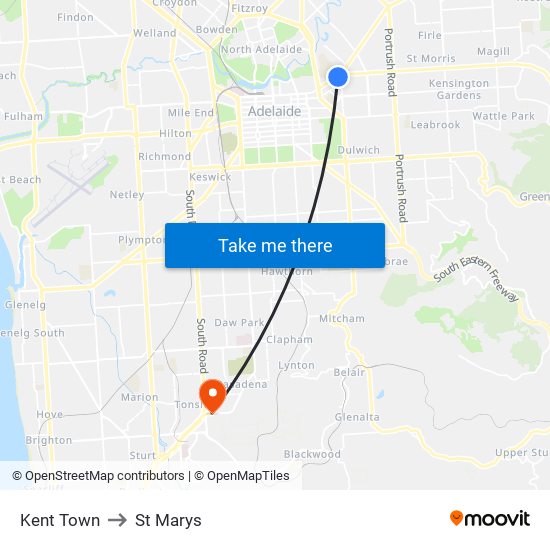 Kent Town to St Marys map