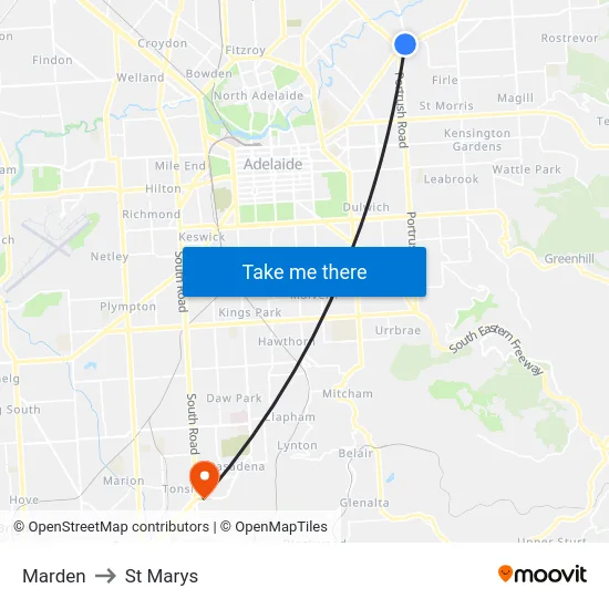 Marden to St Marys map