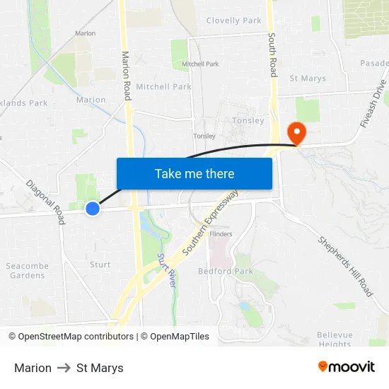 Marion to St Marys map