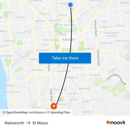 Nailsworth to St Marys map