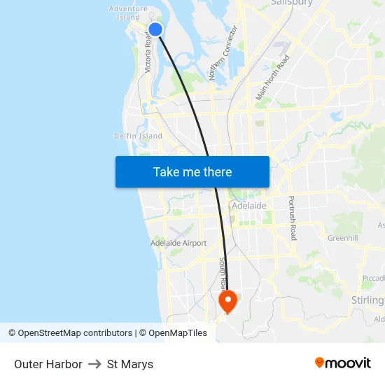 Outer Harbor to St Marys map