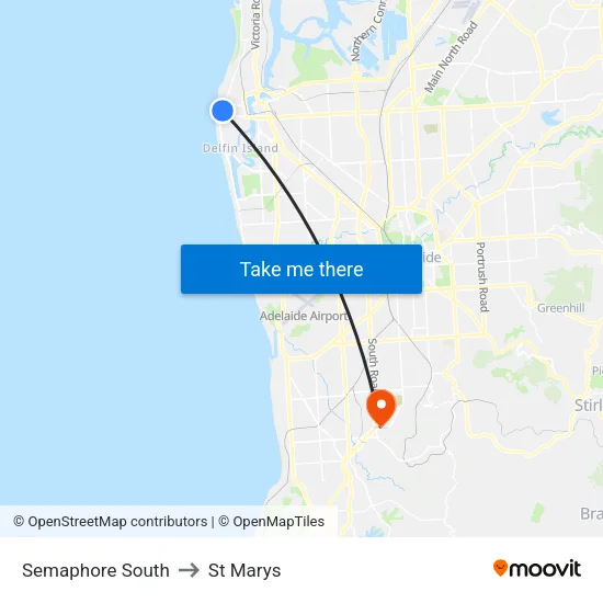 Semaphore South to St Marys map