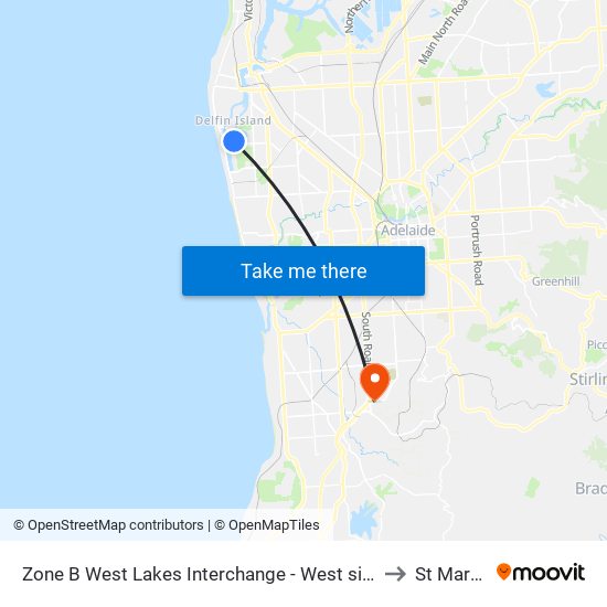 Zone B West Lakes Interchange - West side to St Marys map