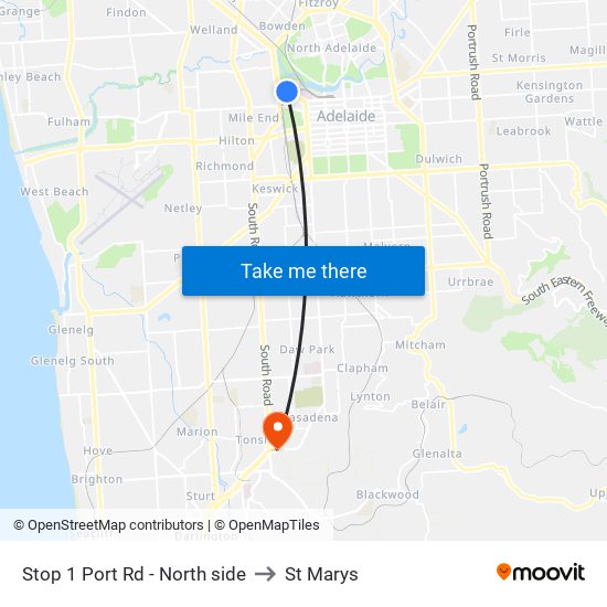 Stop 1 Port Rd - North side to St Marys map