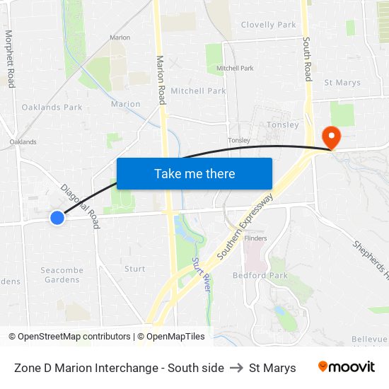 Zone D Marion Interchange - South side to St Marys map