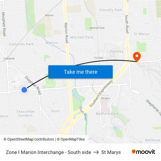 Zone I Marion Interchange - South side to St Marys map