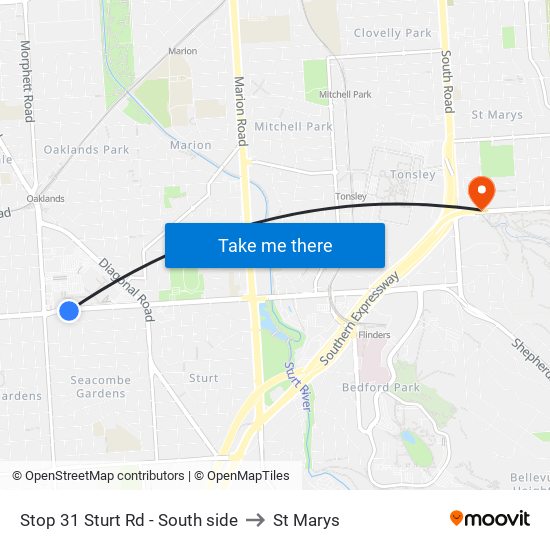 Stop 31 Sturt Rd - South side to St Marys map