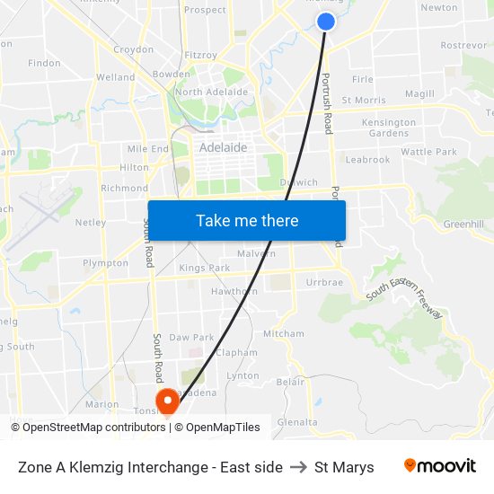 Zone A Klemzig Interchange - East side to St Marys map