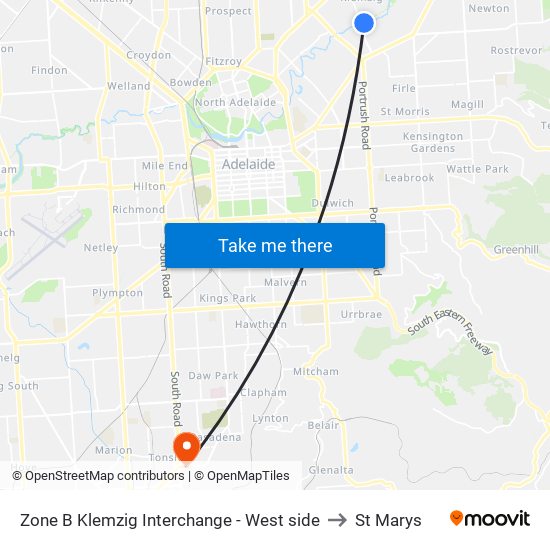 Zone B Klemzig Interchange - West side to St Marys map