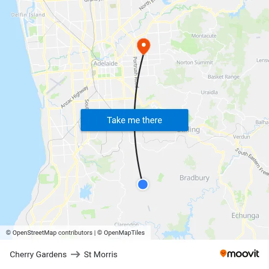Cherry Gardens to St Morris map