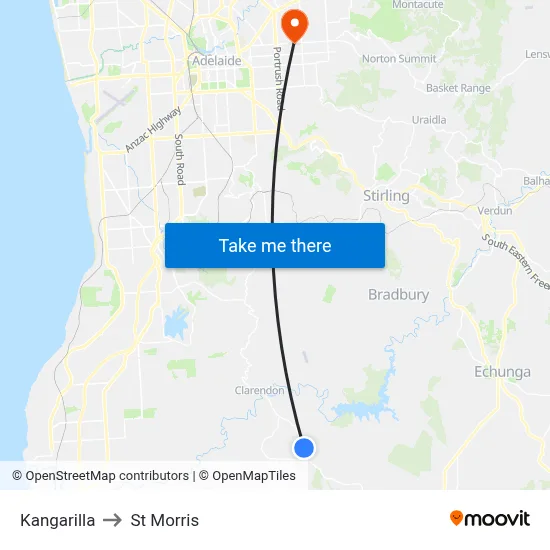 Kangarilla to St Morris map