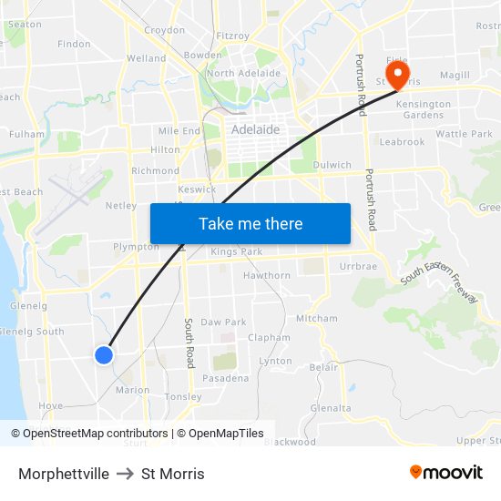Morphettville to St Morris map
