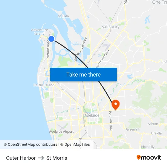 Outer Harbor to St Morris map