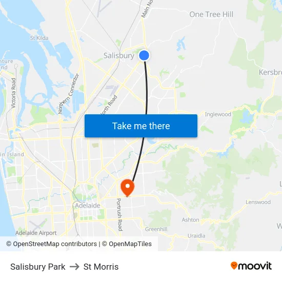 Salisbury Park to St Morris map
