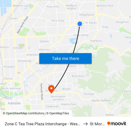 Zone C Tea Tree Plaza Interchange - West side to St Morris map