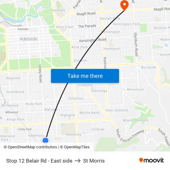 Stop 12 Belair Rd - East side to St Morris map