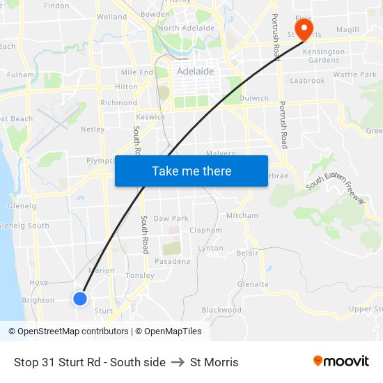 Stop 31 Sturt Rd - South side to St Morris map