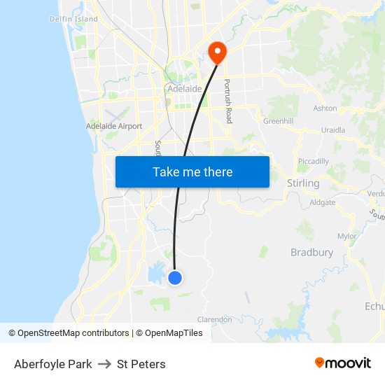 Aberfoyle Park to St Peters map