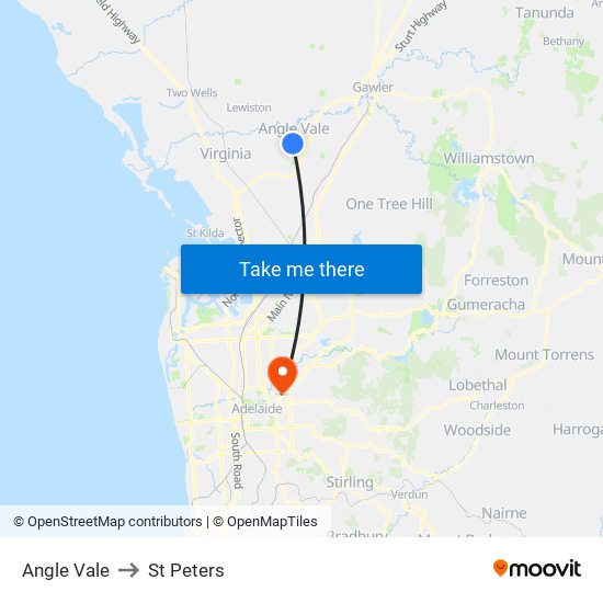 Angle Vale to St Peters map