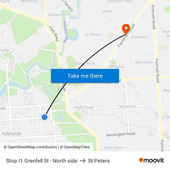 Stop I1 Grenfell St - North side to St Peters map