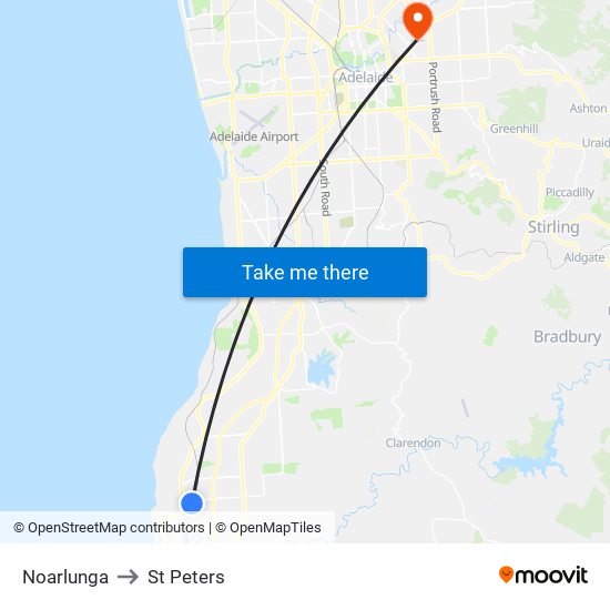 Noarlunga to St Peters map