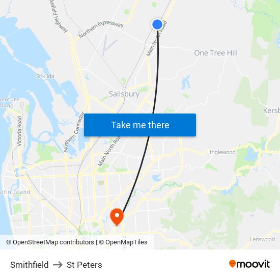 Smithfield to St Peters map