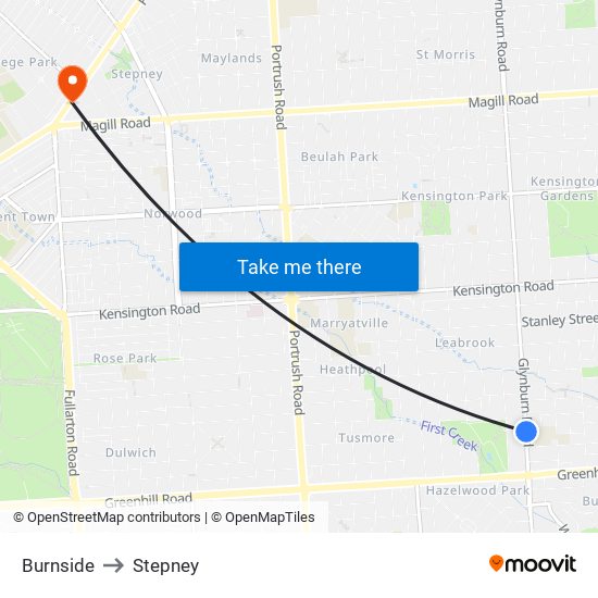 Burnside to Stepney map