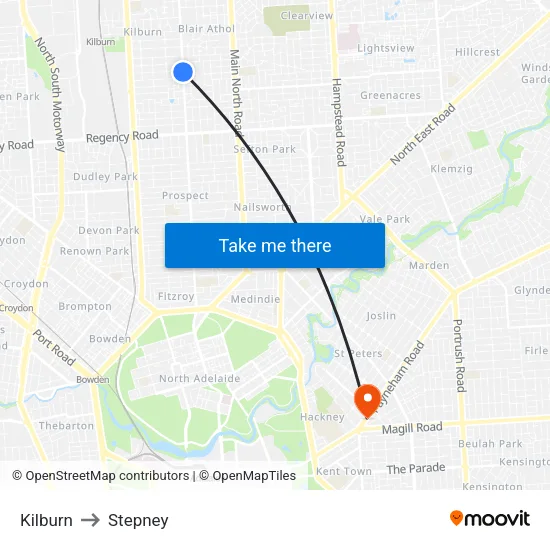 Kilburn to Stepney map