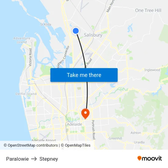 Paralowie to Stepney map