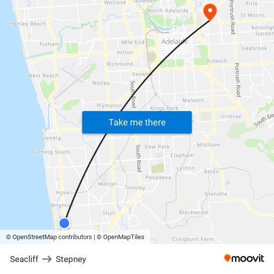 Seacliff to Stepney map