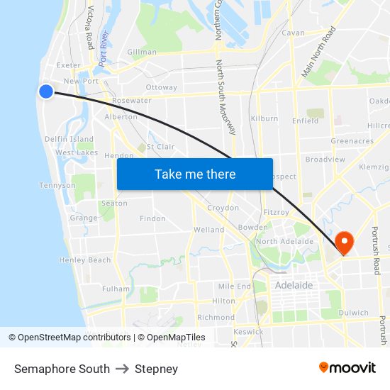 Semaphore South to Stepney map