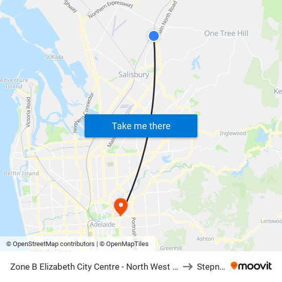 Zone B Elizabeth City Centre - North West side to Stepney map