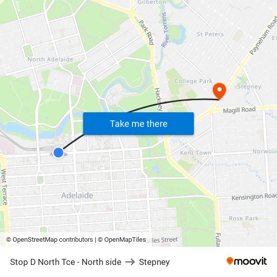 Stop D North Tce - North side to Stepney map